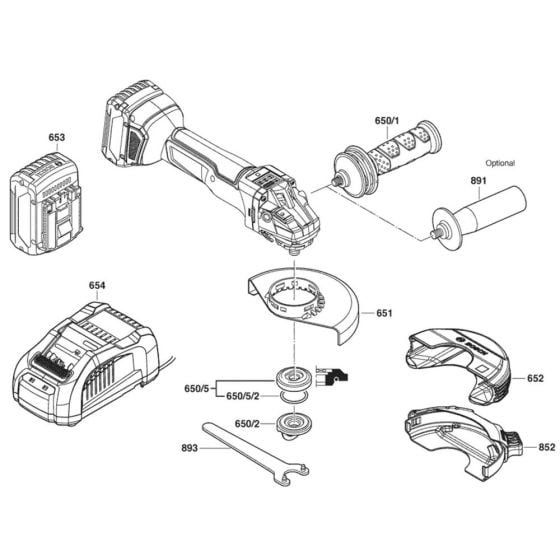 Main Assembly-1 for Bosch GWS 18V-10 PSC (3 601 JG3 F01) Angle Grinders