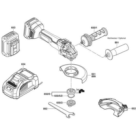 Main Assembly-1 for Bosch GWS 18V-10 SC (3 601 JG3 501) Angle Grinders