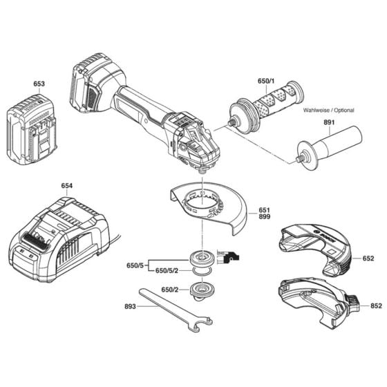 Main Assembly-1 for Bosch GWS 18V-10 SC (3 601 JG3 401) Angle Grinders