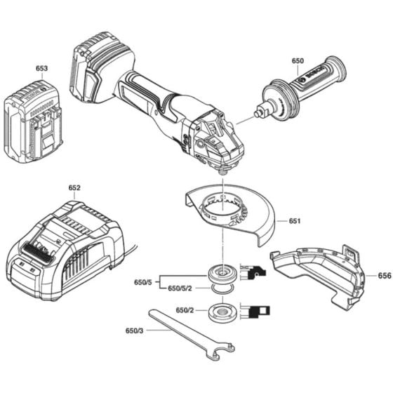 Main Assembly-1 for Bosch GWS 18V-180 P (3 601 JH6 L04) Angle Grinder