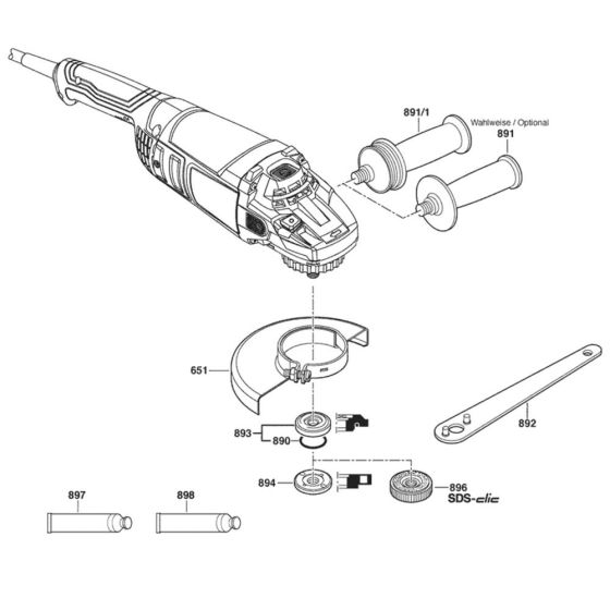 Main Assembly-1 for Bosch GWS 22-230 P (3 601 HC1 170) Angle Grinder