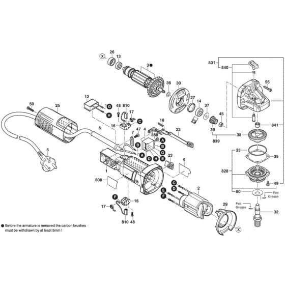 Main Assembly for Bosch GWS 750 (3 601 C94 072) Angle Grinders