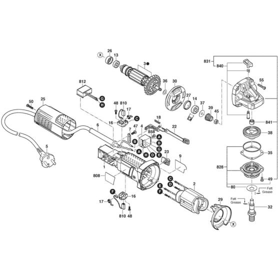 Main Assembly for Bosch GWS 750 (3 601 C94 261) Angle Grinders