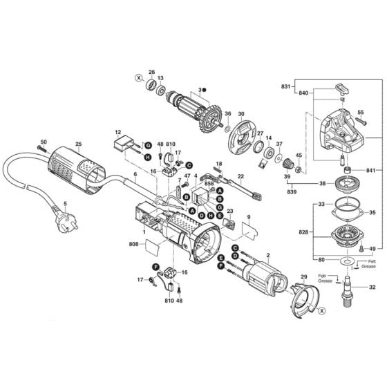 Main Assembly for Bosch GWS 750 (3 601 C94 071) Angle Grinders