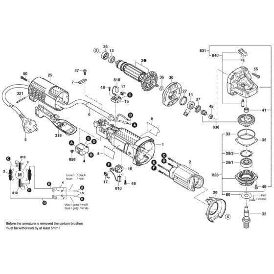 Main Assembly for Bosch GWS 9-115P (3 601 C96 5P2) Angle Grinders