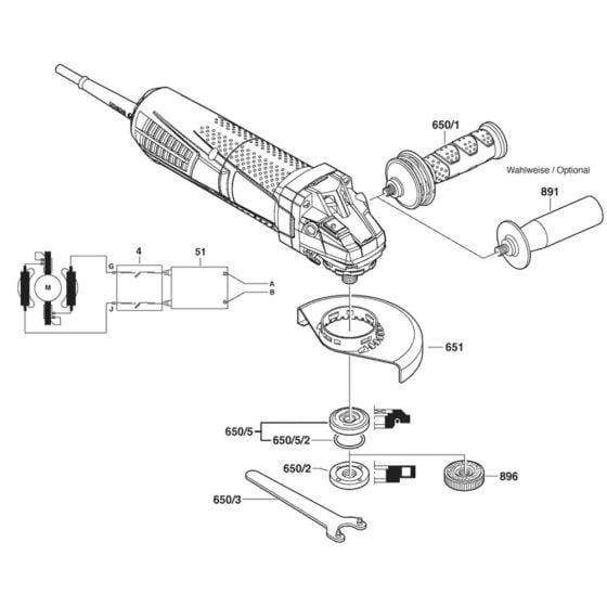 Main Assembly-1 for Bosch GWS 9-115P (3 601 G90 260) Angle Grinders