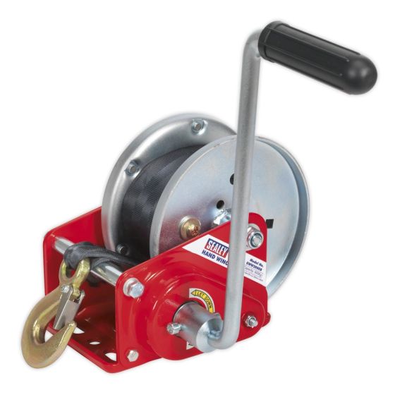 Geared Hand Winch with Brake & Webbing 900kg Capacity Sealey Part No. GWW2000B