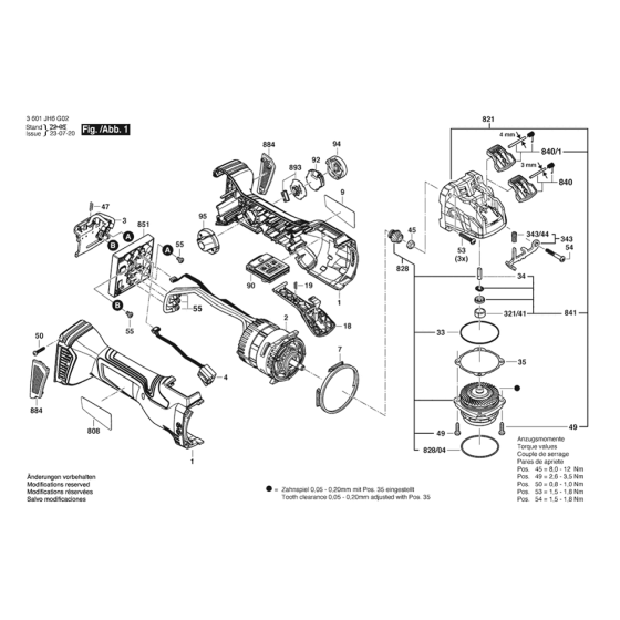 Main Assembly for Bosch GWX 18V-15 PSC Angle Grinders