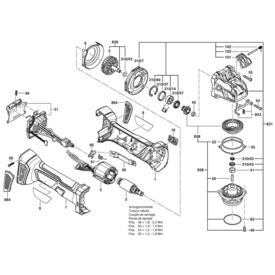 Bosch GWX-18V-7 Assembly