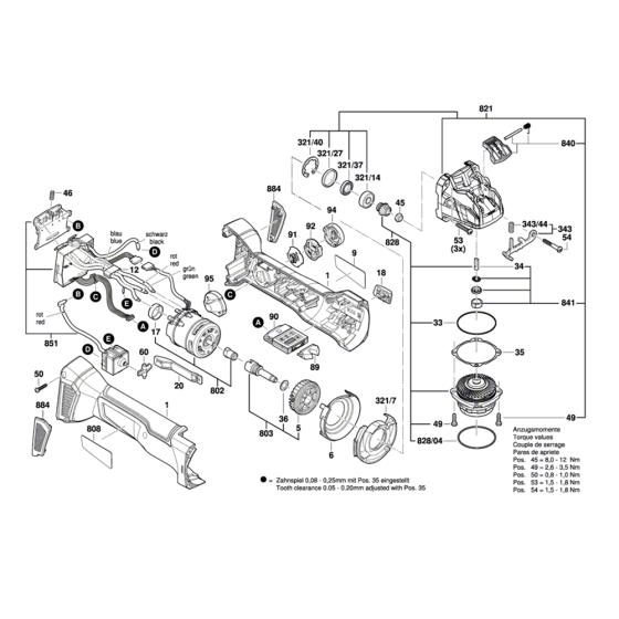 Cordless Angle Grinder Assembly for Bosch GWX18V-10 SC