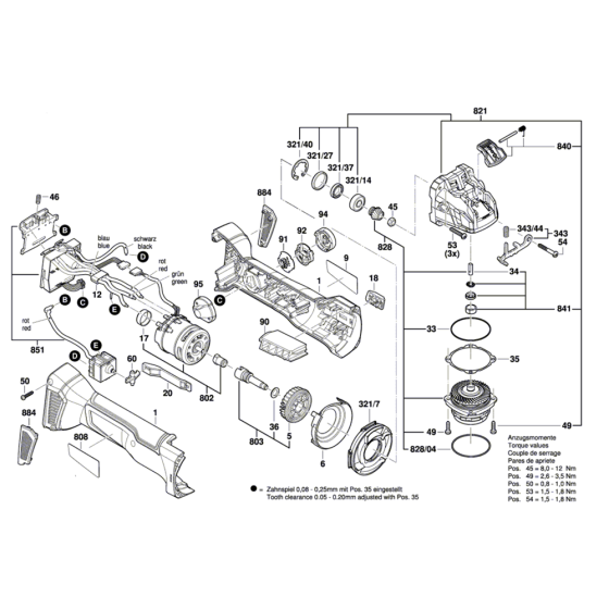 Cordless Angle Grinder Assembly for Bosch GWX 18V-10 C