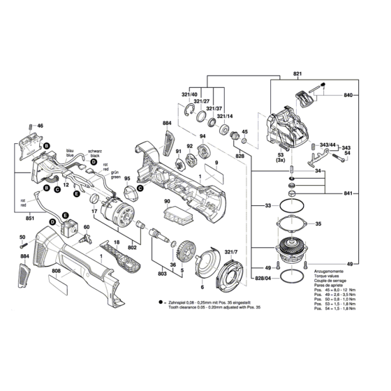 Cordless Angle Grinder Assembly for Bosch GWX 18V-10 PC