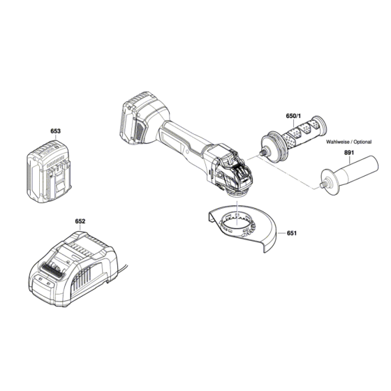 Cordless Angle Grinder Assembly-1 for Bosch GWX 18V-10 PC