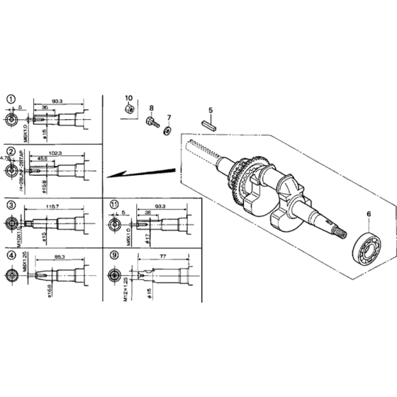 Crankshaft Assembly for Honda GX100 (GCANM) Engines