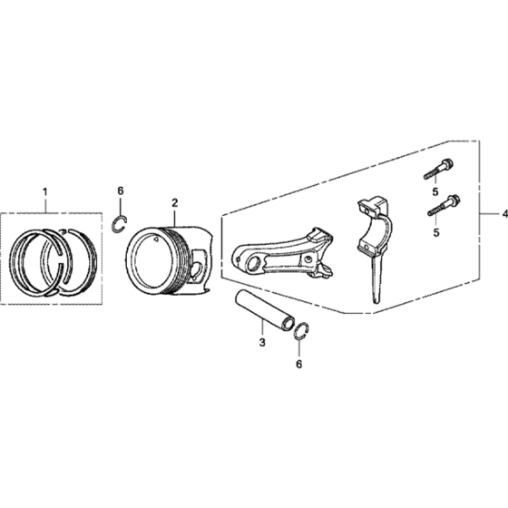 Piston / Connecting Rod Assembly for Honda GX120K1 (GC01) Engines