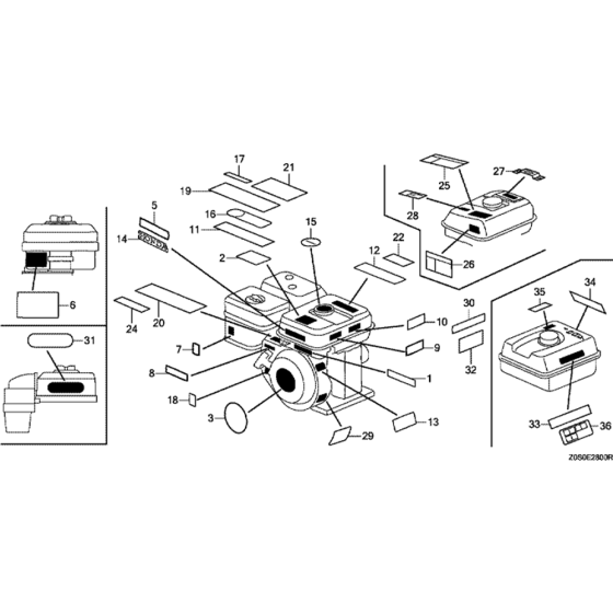 Label Assembly for Honda GX120T1 (GCAAT) Engines