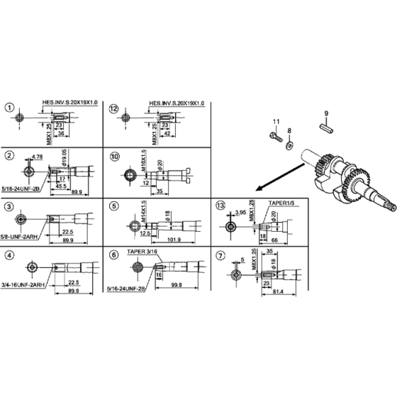 Crankshaft Assembly for Honda GX120T2 (GCBNT) Engines