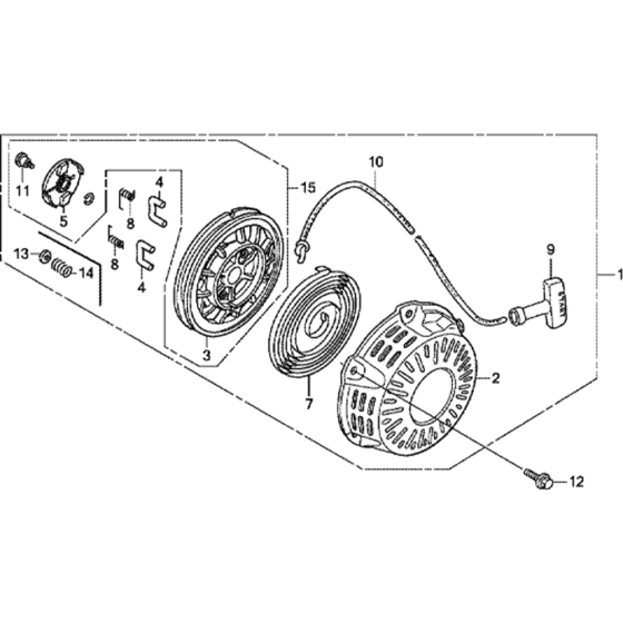 Recoil Starter-2 Assembly for Honda GX160H1 (GCAAH) Engines