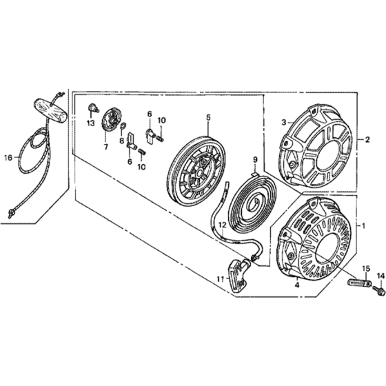 Recoil Starter Assembly (plastic pawls) for Honda GX160K1 (GC02) Engines