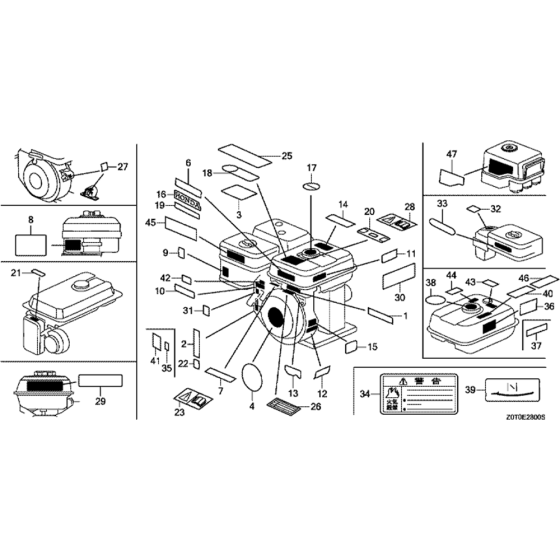 Label Assembly for Honda GX160T1 (GCABT) Engines