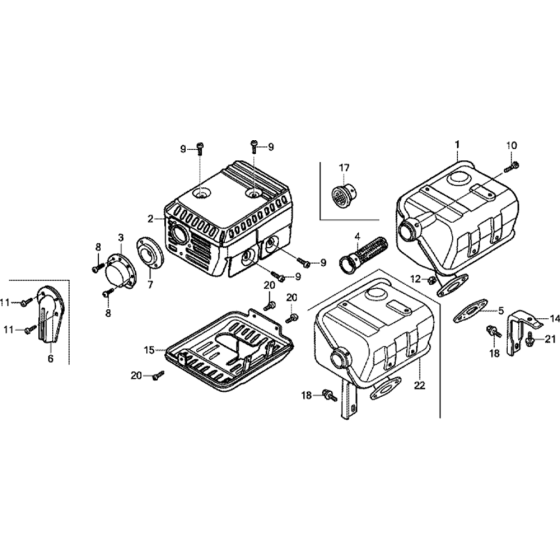 Muffler Assembly for Honda GX160T1 (GCABT) Engines