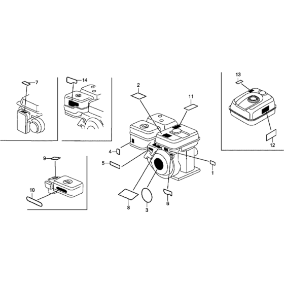 Label Assembly for Honda GX160UT1 (GCAFT) Engines