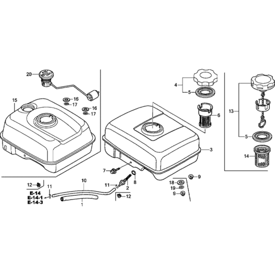 Fuel Tank Assembly for Honda GX160UT1 (GCAFT) Engines