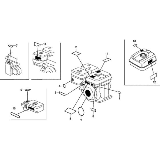 Label Assembly for Honda GX160UT2 (GCBPT) Engines