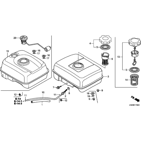 Fuel Tank Assembly for Honda GX160UT2 (GCBPT) Engines