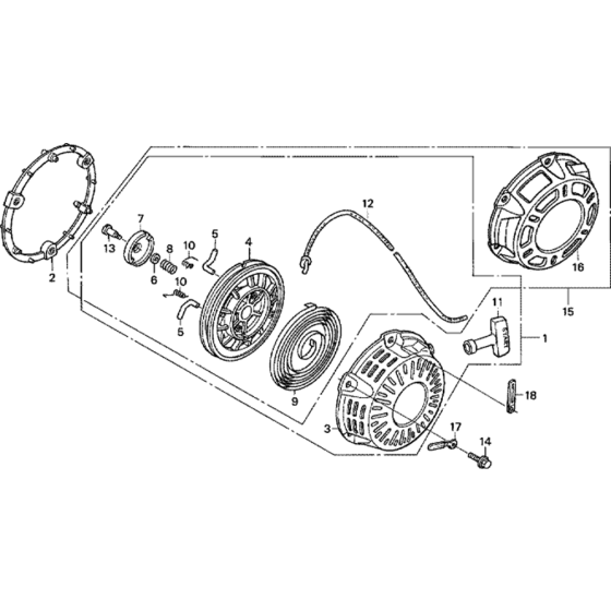 Recoil Starter Assembly for Honda GX200 GDAB Engines