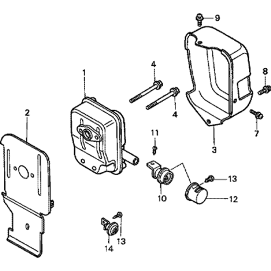 Muffler (Horizontal Type) Assembly for Honda GX22 Engines