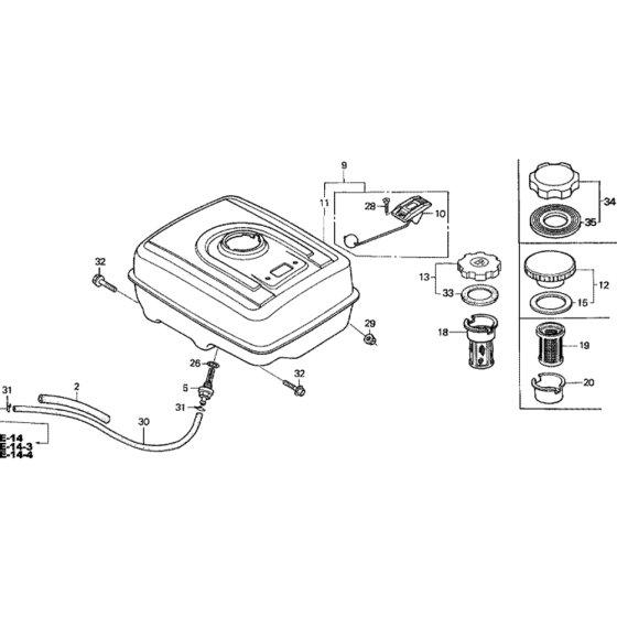 Fuel Tank Assembly for Honda GX240K1-GC04 Engines