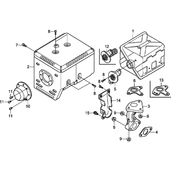 Muffler Assembly for Honda GX270T2 (GCBHT) Engines