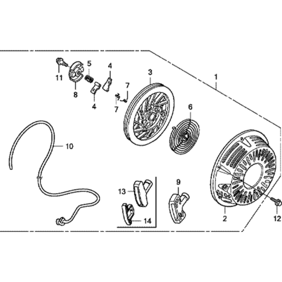 Recoil Starter Assembly for Honda GX270UT  (GCAJT) Engines