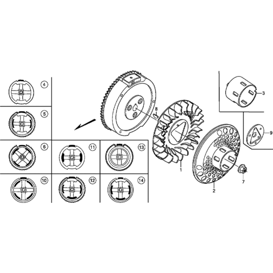 Flywheel Assembly for Honda GX270UT2  (GCBGT) Engines