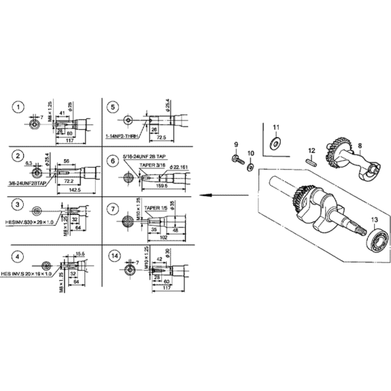 Crankshaft Assembly for Honda GX340K1 (GC05) Engines