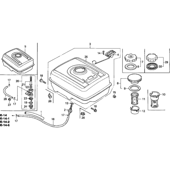 Fuel Tank Assembly for Honda GX340K1 (GDAE) Engines up to S/N 2045717