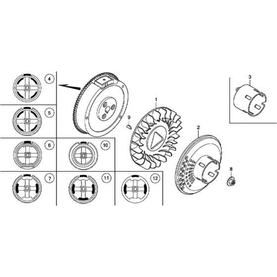 Flywheel Assembly for Honda GX340UT1 (GCAVT) Engines