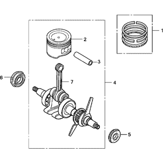 Cranshaft and Piston Assembly for Honda GX35T (GCACM) Engines from S/N 4436508