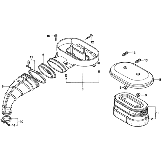 Air Filter Assembly for Honda GX360K1 (GA01) Engines