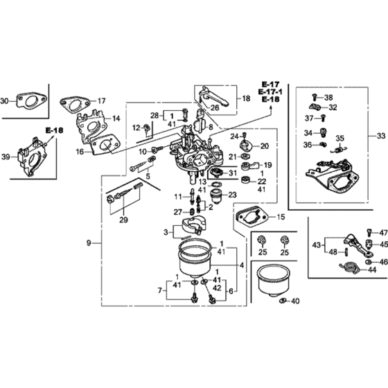 Carburetor Assembly for Honda GX390T1 (GCAET) Engines