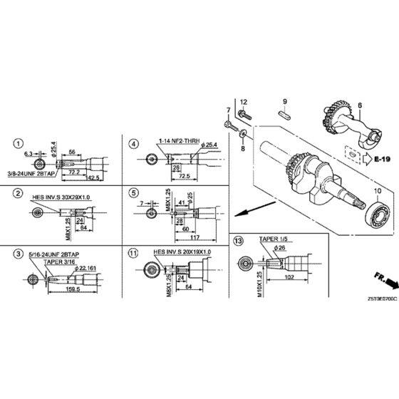 Crankshaft Assembly for Honda GX390UT2 GCBCT Engine.