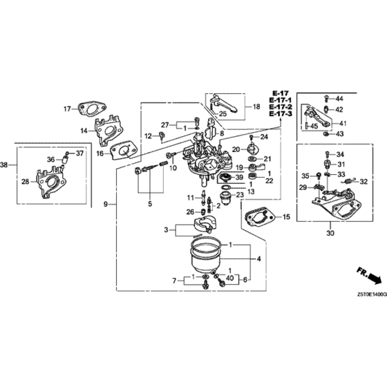 Carburetor Assembly for Honda GX390UT2 GCBCT Engine.