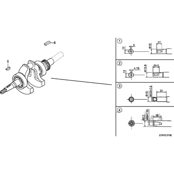 Crankshaft Assembly for Honda GXH50UT (GCBYT) Engine