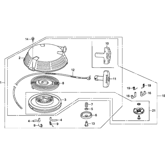 Recoil Starter -2 Assembly for Honda GXV160H2 Engines