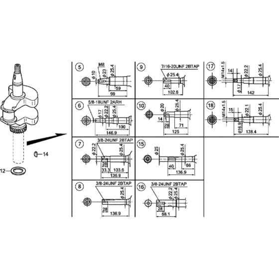 Crankshaft Assembly for Honda GXV160UH2 Engines