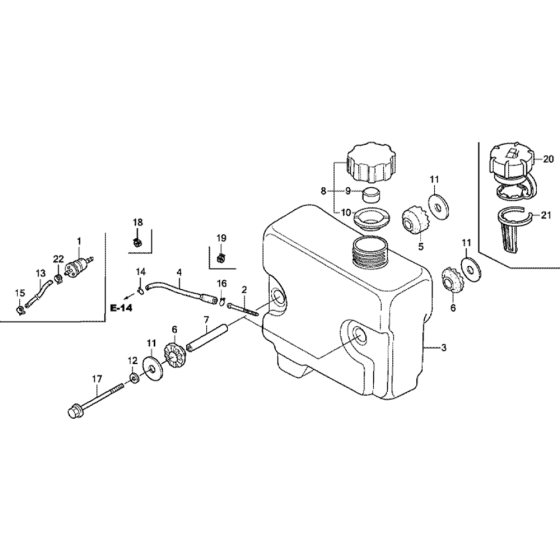 Fuel Tank Assembly for Honda GXV340RT2 Engines