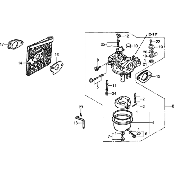 Carburetor -1 Assembly for Honda GXV340T2 Engines