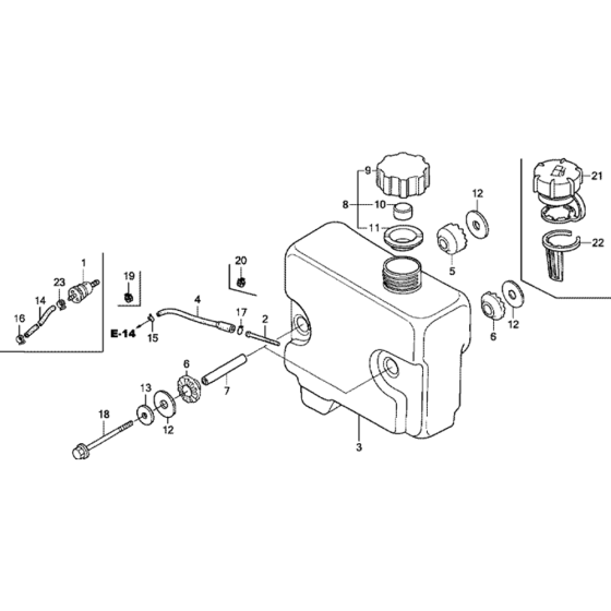 Fuel Tank Assembly for Honda GXV390RT1 Engines