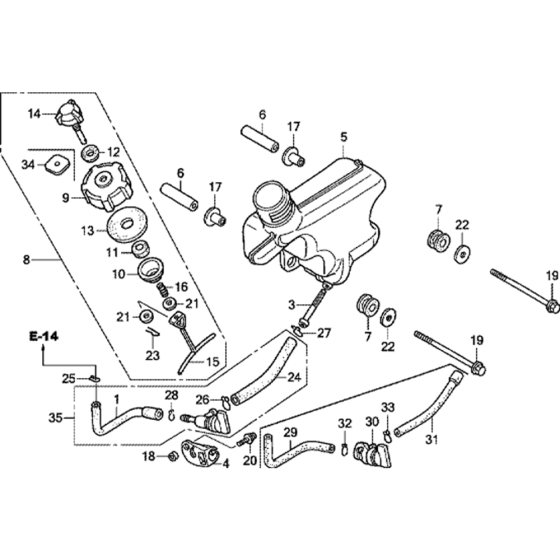 Fuel Tank Assembly for Honda GXV50 (GJAG) Engine